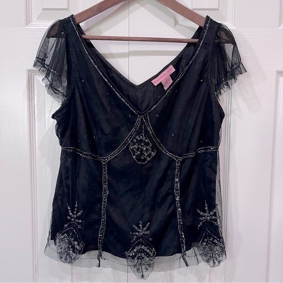 Elegant Black Embellished Women's Top - Picture 1 of 7